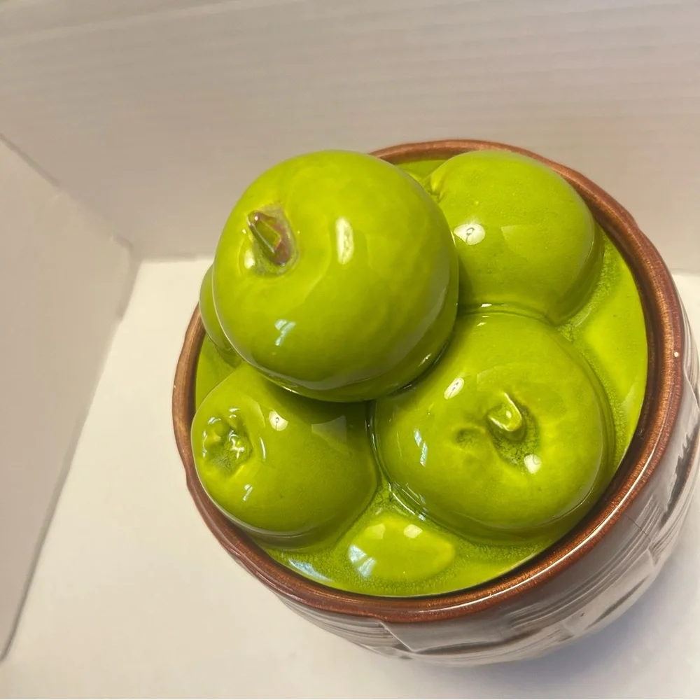 1950's Doranne of California Large Canister Cookie Jar- Green Apples